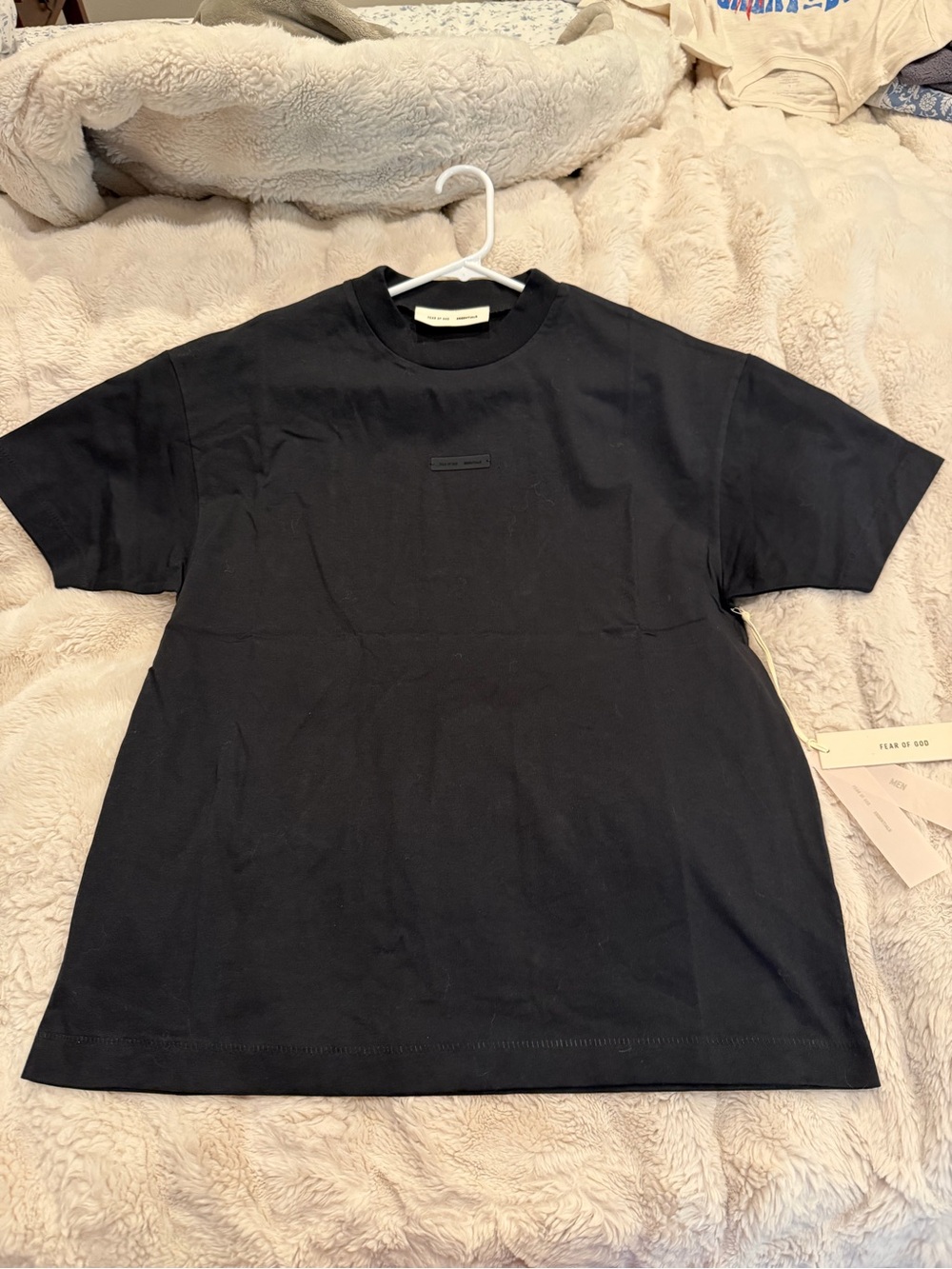 Fear of God Black Minimal Logo Short Sleeve Tee
